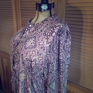 Madewell button-up blouse in pale pink and maroon